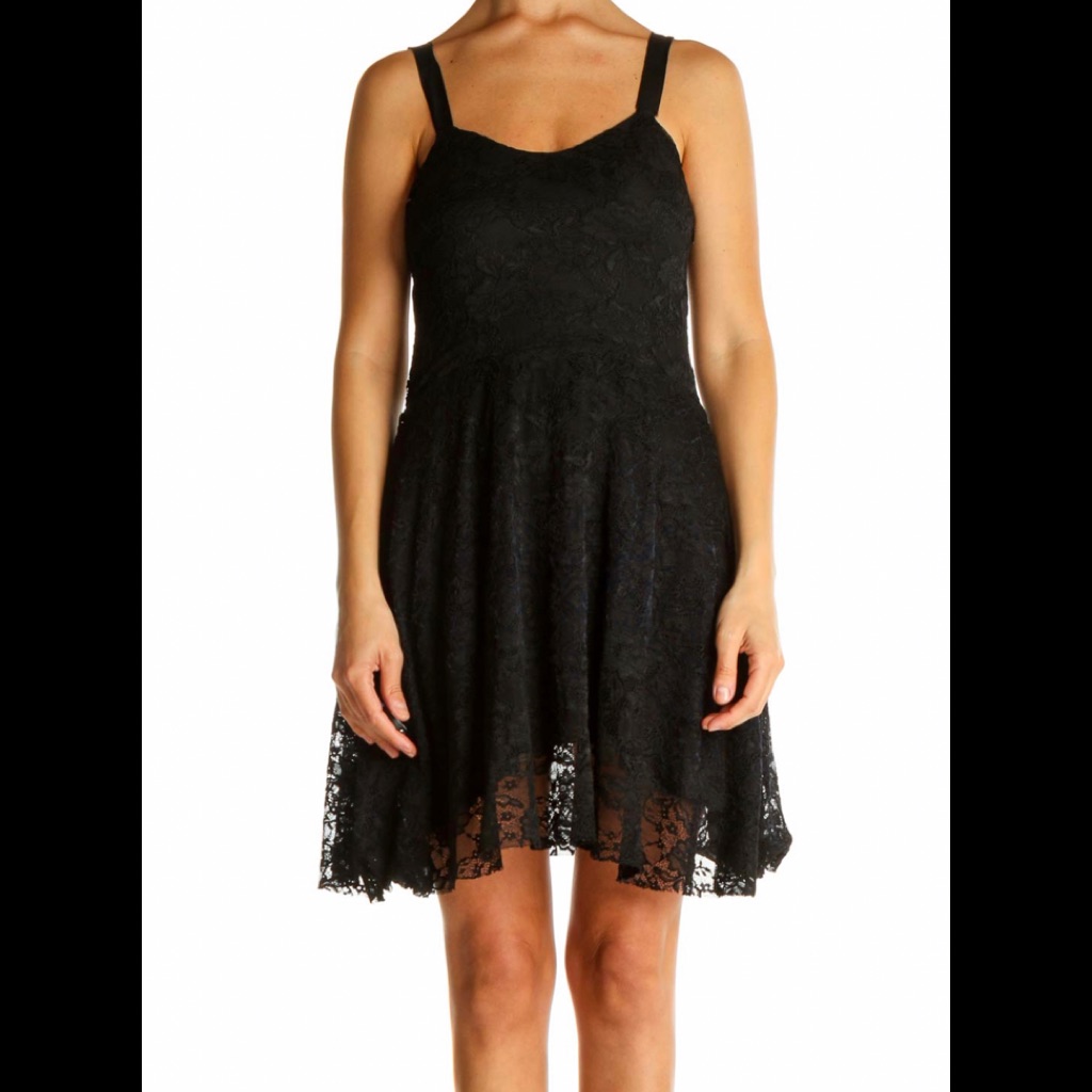 Free People Black Floral Lace Dress